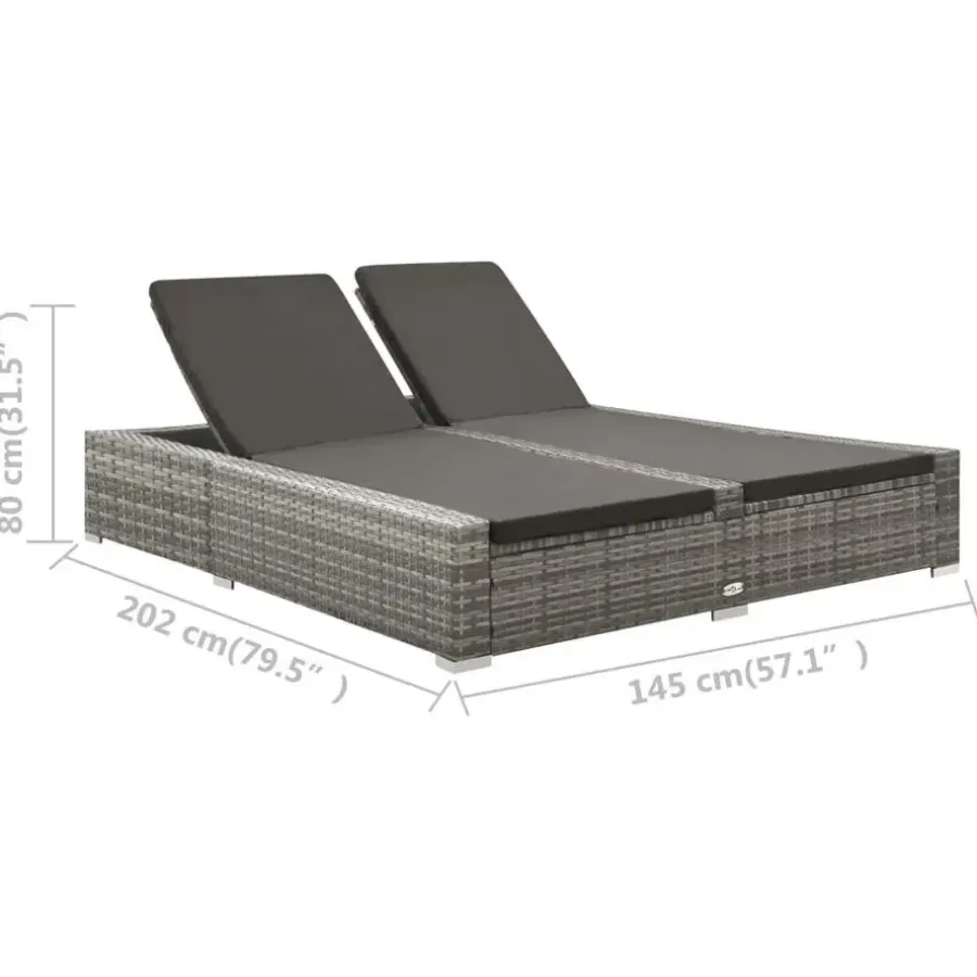 Ligbedden-vidaXL - Ligbed - Grijs - Poly rattan