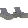 vidaXL - Ligbed - Grijs - Poly rattan