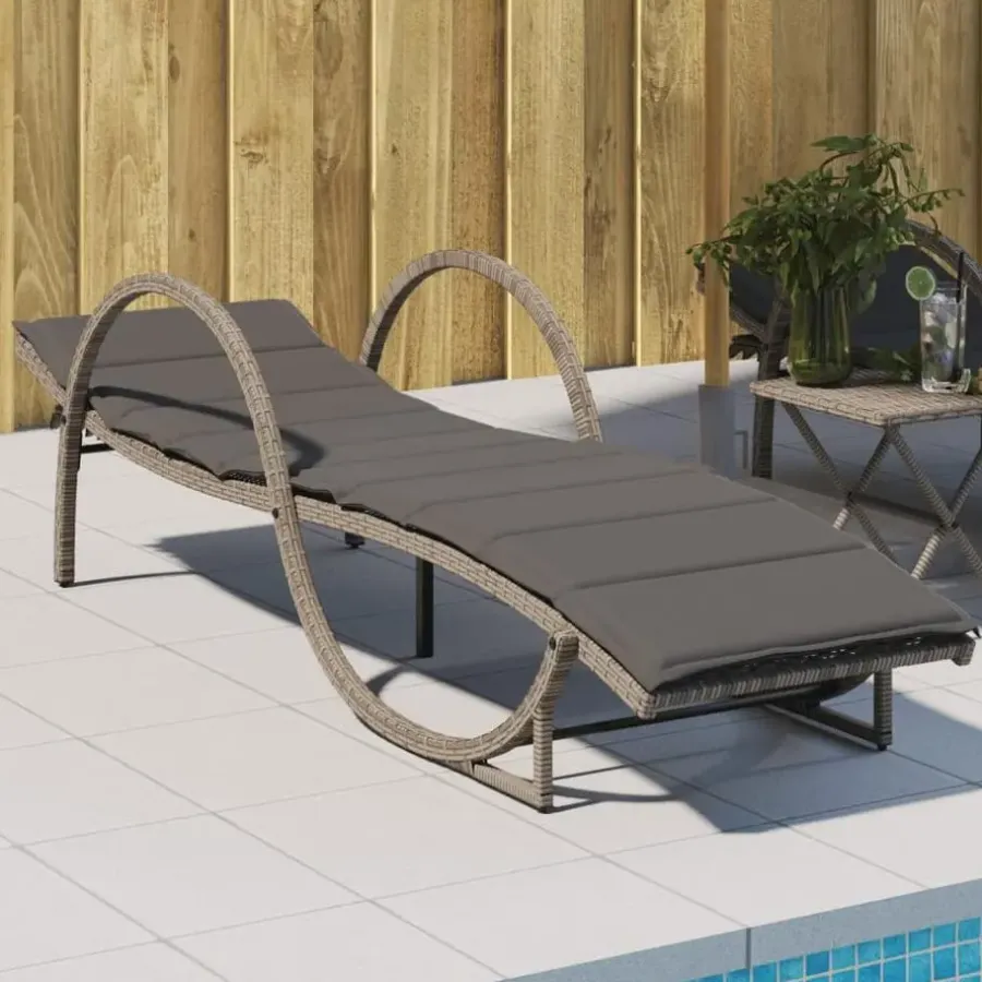 vidaXL - Ligbed - Grijs - Poly rattan