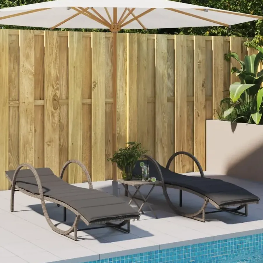 vidaXL - Ligbed - Grijs - Poly rattan