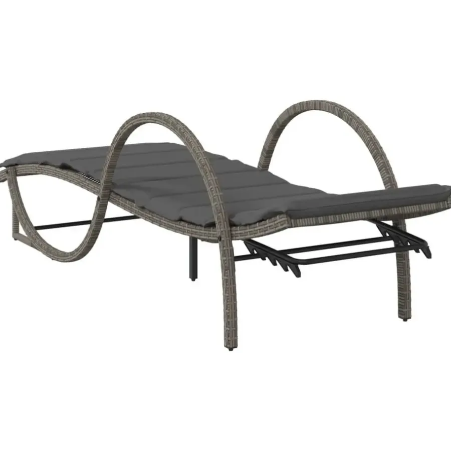 vidaXL - Ligbed - Grijs - Poly rattan