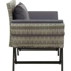 vidaXL - Ligbed - Grijs - Poly rattan