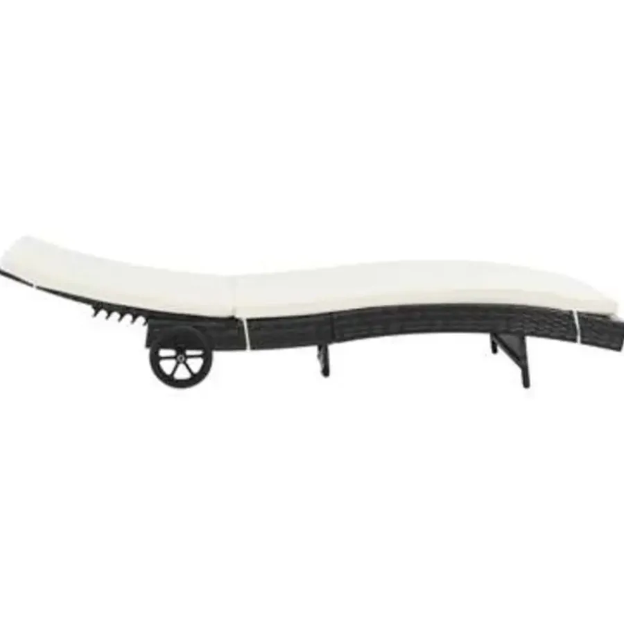 vidaXL - Ligbed - Zwart - Poly rattan