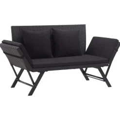 Tuinbanken-vidaXL - Ligbed - Zwart - Poly rattan
