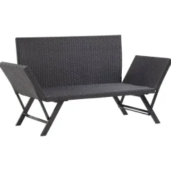 Tuinbanken-vidaXL - Ligbed - Zwart - Poly rattan