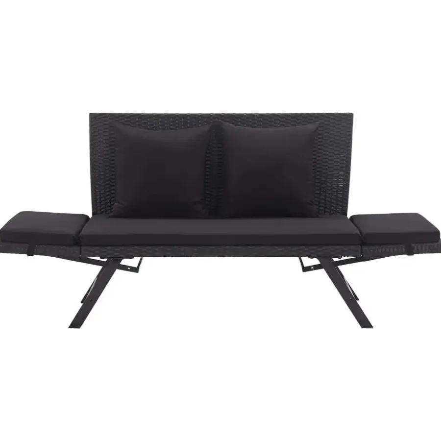 Tuinbanken-vidaXL - Ligbed - Zwart - Poly rattan