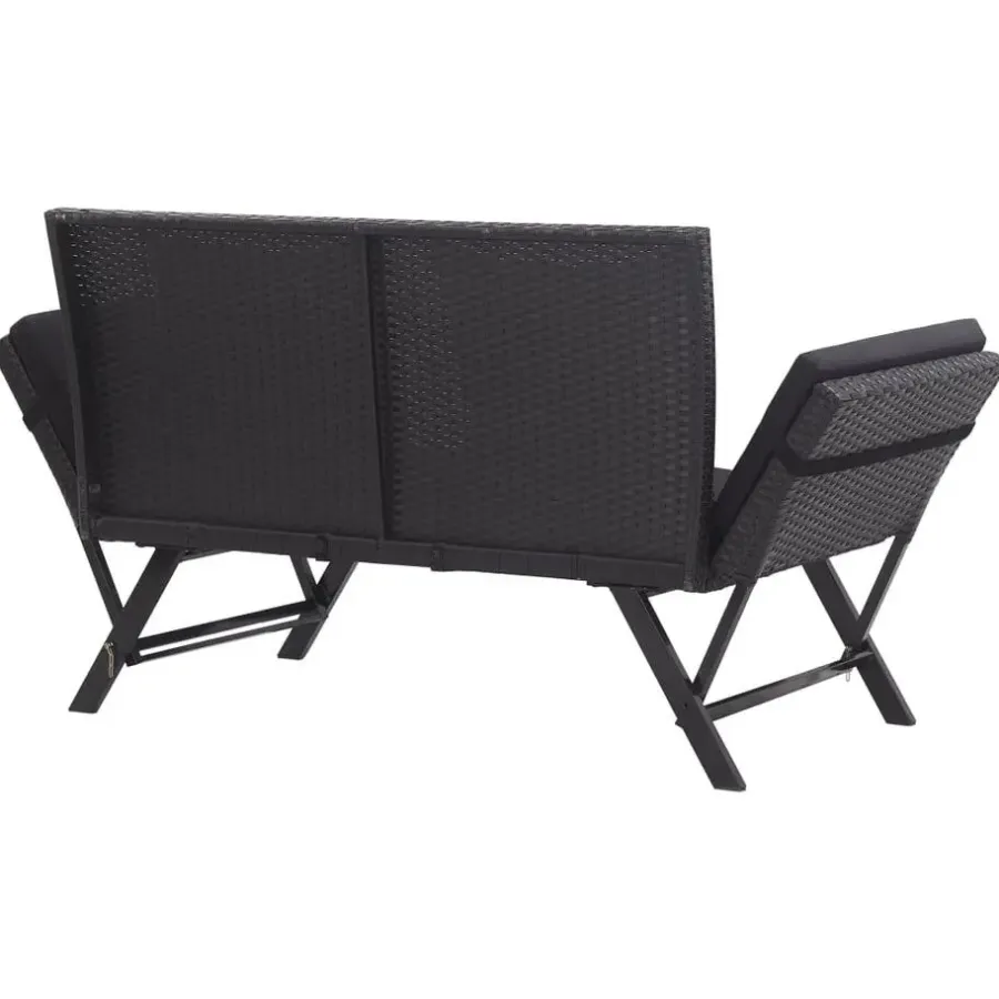 Tuinbanken-vidaXL - Ligbed - Zwart - Poly rattan