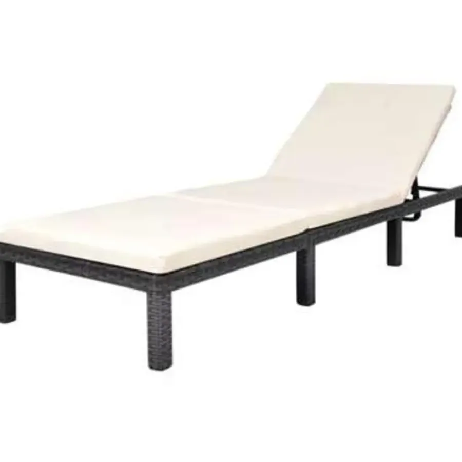 Ligbedden-vidaXL - Ligbed - Zwart - Poly rattan