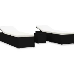 vidaXL - Ligbed - Zwart - Poly rattan