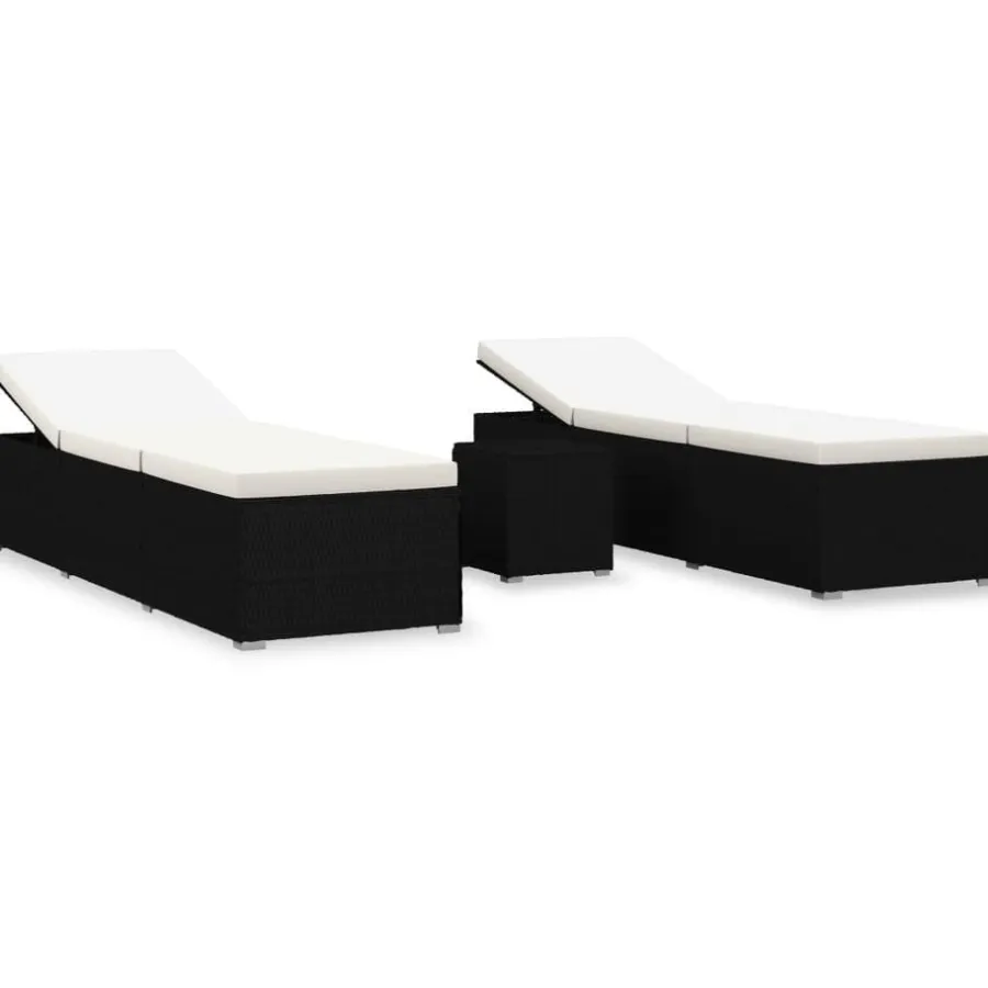 vidaXL - Ligbed - Zwart - Poly rattan