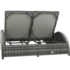 Ligbedden-vidaXL - Ligstoel - Antraciet - Poly rattan - 200 x 132 x 45 cm