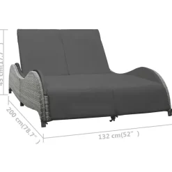 Ligbedden-vidaXL - Ligstoel - Antraciet - Poly rattan - 200 x 132 x 45 cm