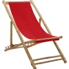vidaXL - Ligstoel - Rood - Bamboe en canvas