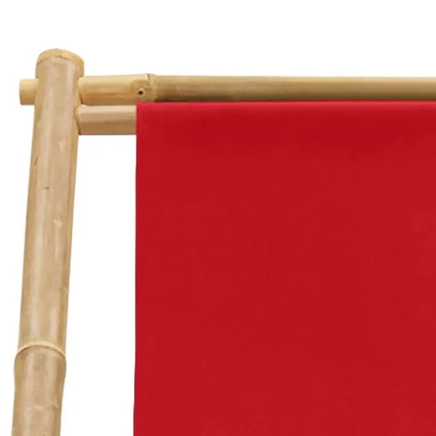 vidaXL - Ligstoel - Rood - Bamboe en canvas