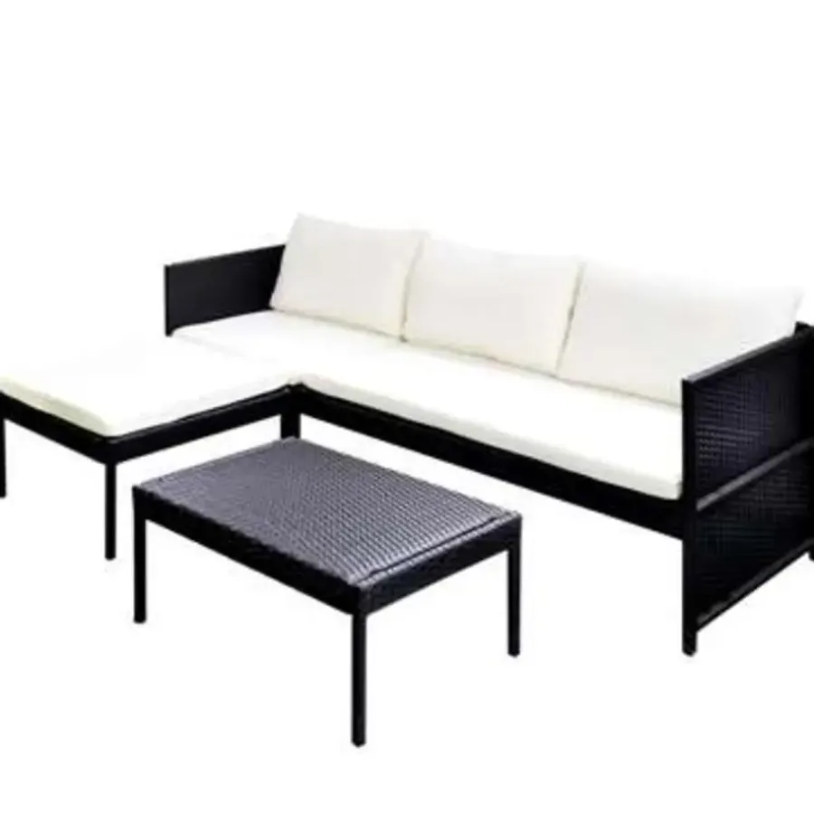 Loungesets-vidaXL - Lounge Sets - Zwart - Poly rattan