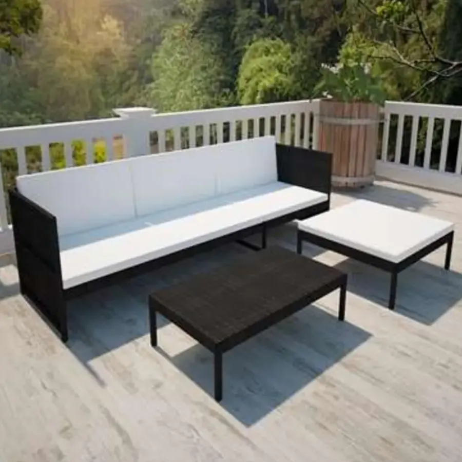 Loungesets-vidaXL - Lounge Sets - Zwart - Poly rattan