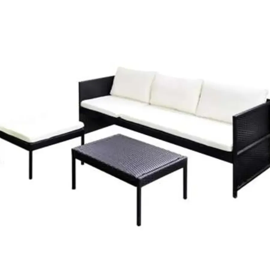 Loungesets-vidaXL - Lounge Sets - Zwart - Poly rattan