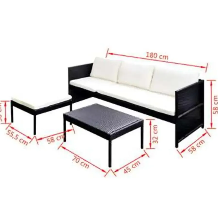 Loungesets-vidaXL - Lounge Sets - Zwart - Poly rattan