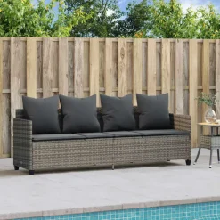 Loungebanken-vidaXL - loungebank - Grijs - Poly rattan