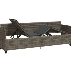 Loungebanken-vidaXL - loungebank - Grijs - Poly rattan