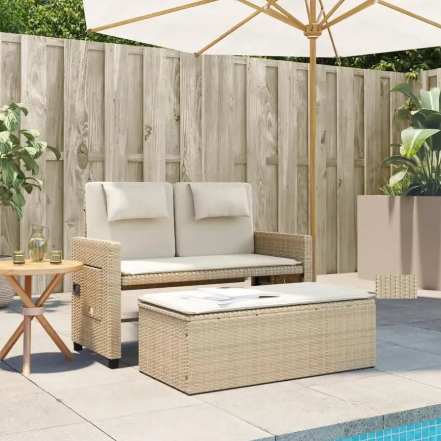Loungebanken-vidaXL - Loungebanken Verstelbare met crème kussens - Beige - 113x61x87 cm