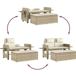 Loungebanken-vidaXL - Loungebanken Verstelbare met crème kussens - Beige - 113x61x87 cm