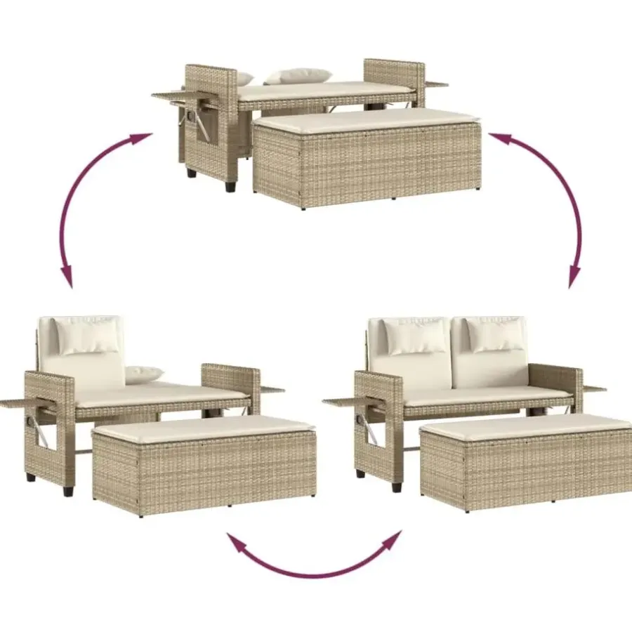 Loungebanken-vidaXL - Loungebanken Verstelbare met crème kussens - Beige - 113x61x87 cm