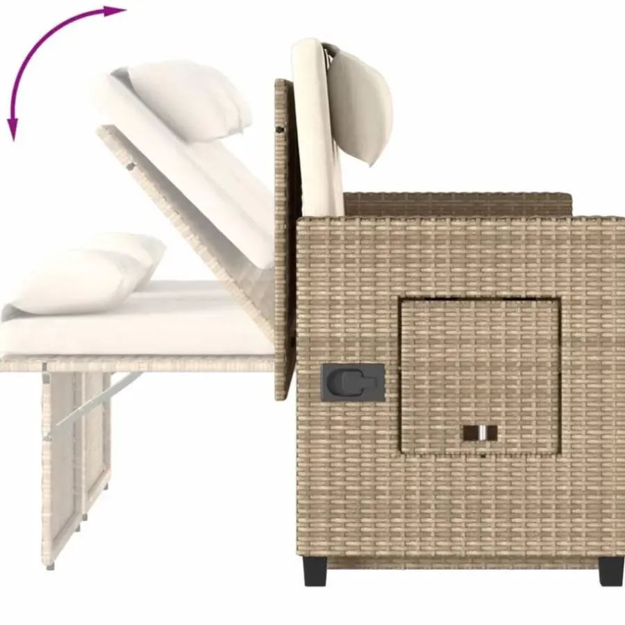 Loungebanken-vidaXL - Loungebanken Verstelbare met crème kussens - Beige - 113x61x87 cm