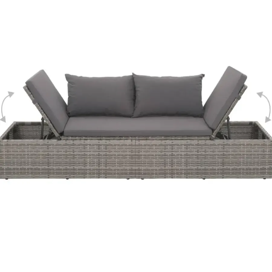 vidaXL - Loungebed - Grijs - Poly rattan