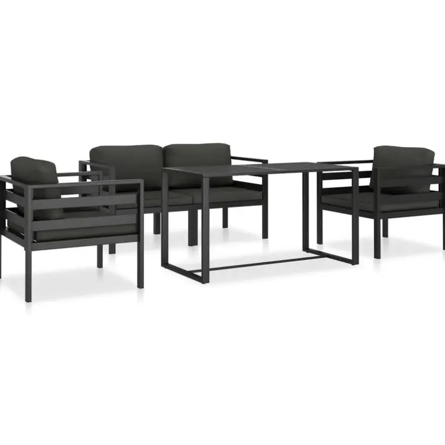 Loungesets-vidaXL - Loungeset - Antraciet - Aluminium