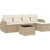 Loungesets-vidaXL - Loungeset - Beige - Poly rattan - 6 stuks