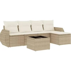 Loungesets-vidaXL - Loungeset - Beige - Poly rattan - 6 stuks