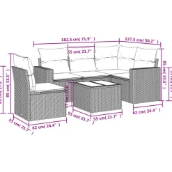 vidaXL - Loungeset - Beige - Poly rattan - 6 stuks - Met kussens
