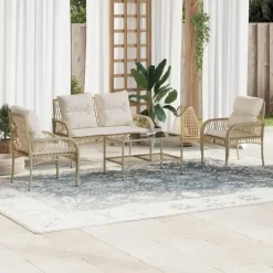 Loungesets-vidaXL - Loungeset - Beige - Poly rattan