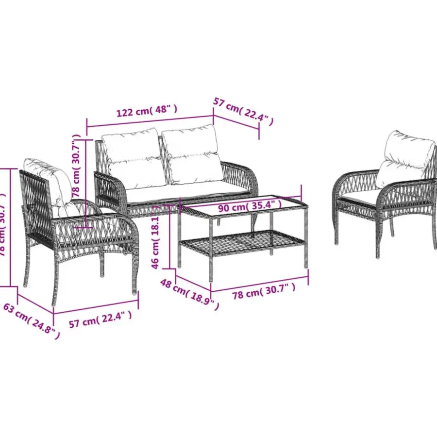 Loungesets-vidaXL - Loungeset - Beige - Poly rattan
