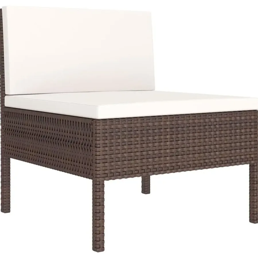 Loungesets-vidaXL - Loungeset - Bruin - Poly rattan - 6 stuks - Met kussens
