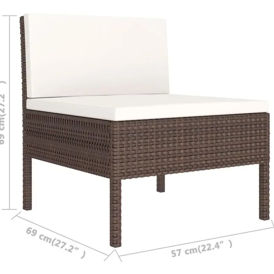 Loungesets-vidaXL - Loungeset - Bruin - Poly rattan - 6 stuks - Met kussens