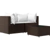 Loungesets-vidaXL - Loungeset - Bruin - Poly rattan - 3 stuks - Met kussens