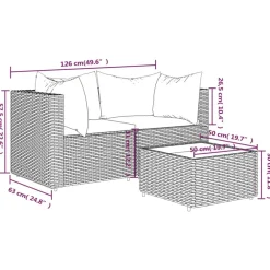 Loungesets-vidaXL - Loungeset - Bruin - Poly rattan - 3 stuks - Met kussens