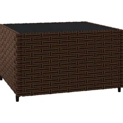 Loungesets-vidaXL - Loungeset - Bruin - Poly rattan - 3 stuks - Met kussens