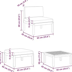 Loungesets-vidaXL - Loungeset - Bruin - Acaciahout - 3 stuks - Met kussens