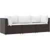 vidaXL - Loungeset - Bruin - Poly rattan - 3 stuks - Met kussens