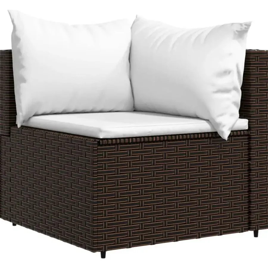 vidaXL - Loungeset - Bruin - Poly rattan - 3 stuks - Met kussens