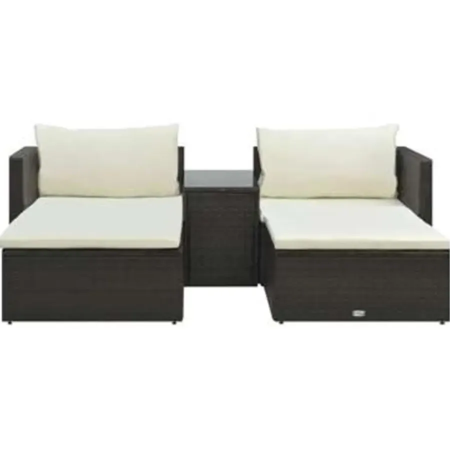 Loungesets-vidaXL - Loungeset - Bruin - Poly rattan