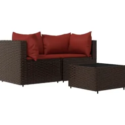 Loungesets-vidaXL - Loungeset - Bruin - Poly rattan