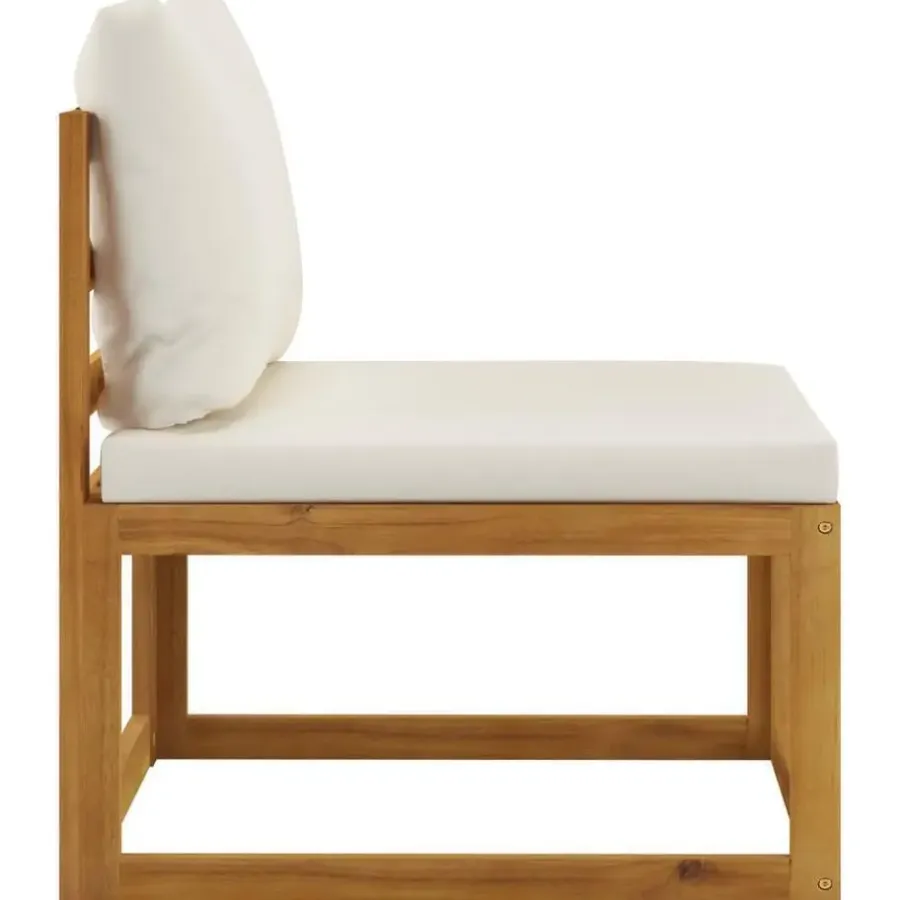 Loungesets-vidaXL - Loungeset - Crème - Acaciahout - 7 stuks - Met kussens