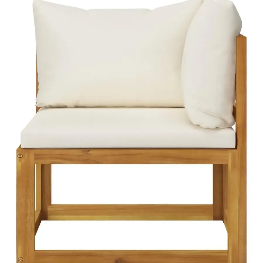 Loungesets-vidaXL - Loungeset - Crème - Acaciahout - 7 stuks - Met kussens