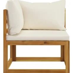 Loungesets-vidaXL - Loungeset - Crème - Acaciahout - 7 stuks - Met kussens