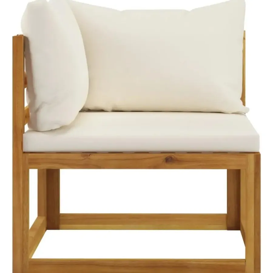Loungesets-vidaXL - Loungeset - Crème - Acaciahout - 7 stuks - Met kussens