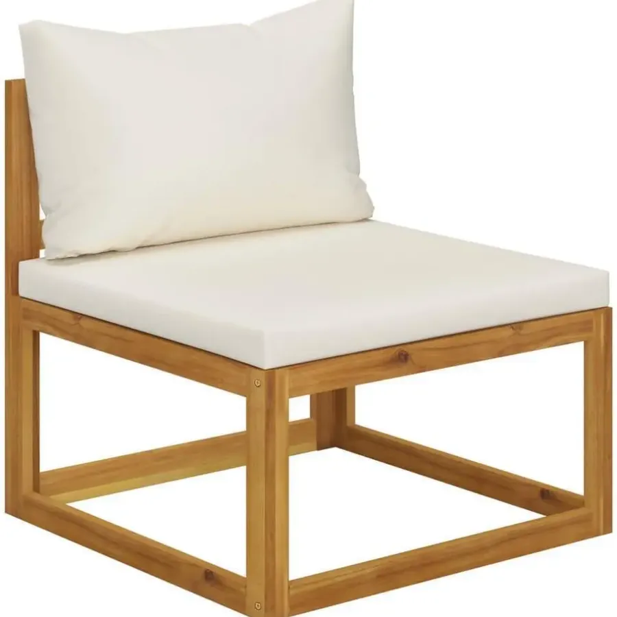 Loungesets-vidaXL - Loungeset - Crème - Acaciahout - 7 stuks - Met kussens